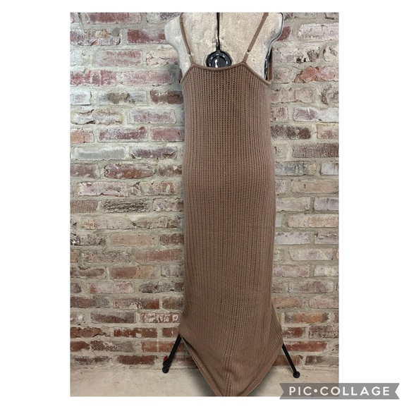 Freshman Tan Sleeveless knit Slip Maxi Dress - Picture 3 of 5